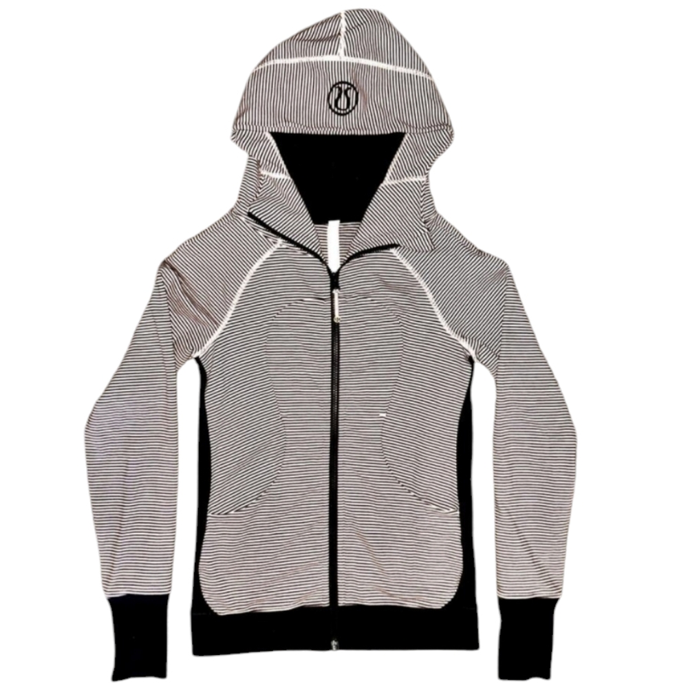 Lululemon Scuba Hoodie full zip size 6 striped black pink
